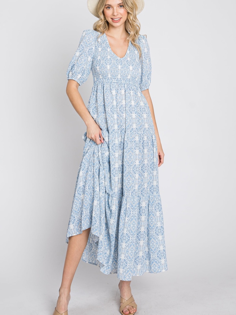 TCEC Light Blue paisley Printed Maxi Dress size small